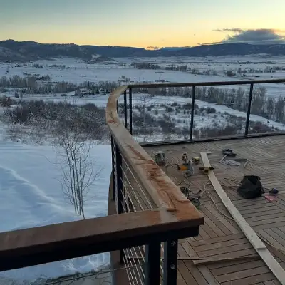Photo Collage – Interesting Shaped Deck Overlooking Snow