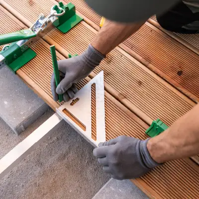 Photo Collage – Measuring Plank with Angled Ruler