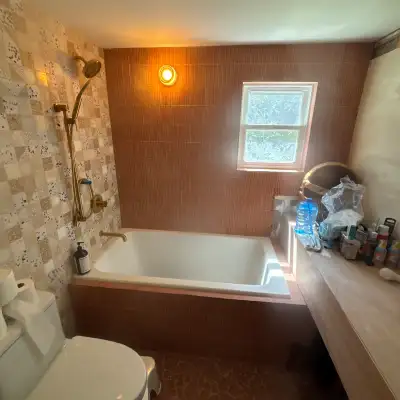 Photo Collage – Multi Pink Tile Bathroom Tub